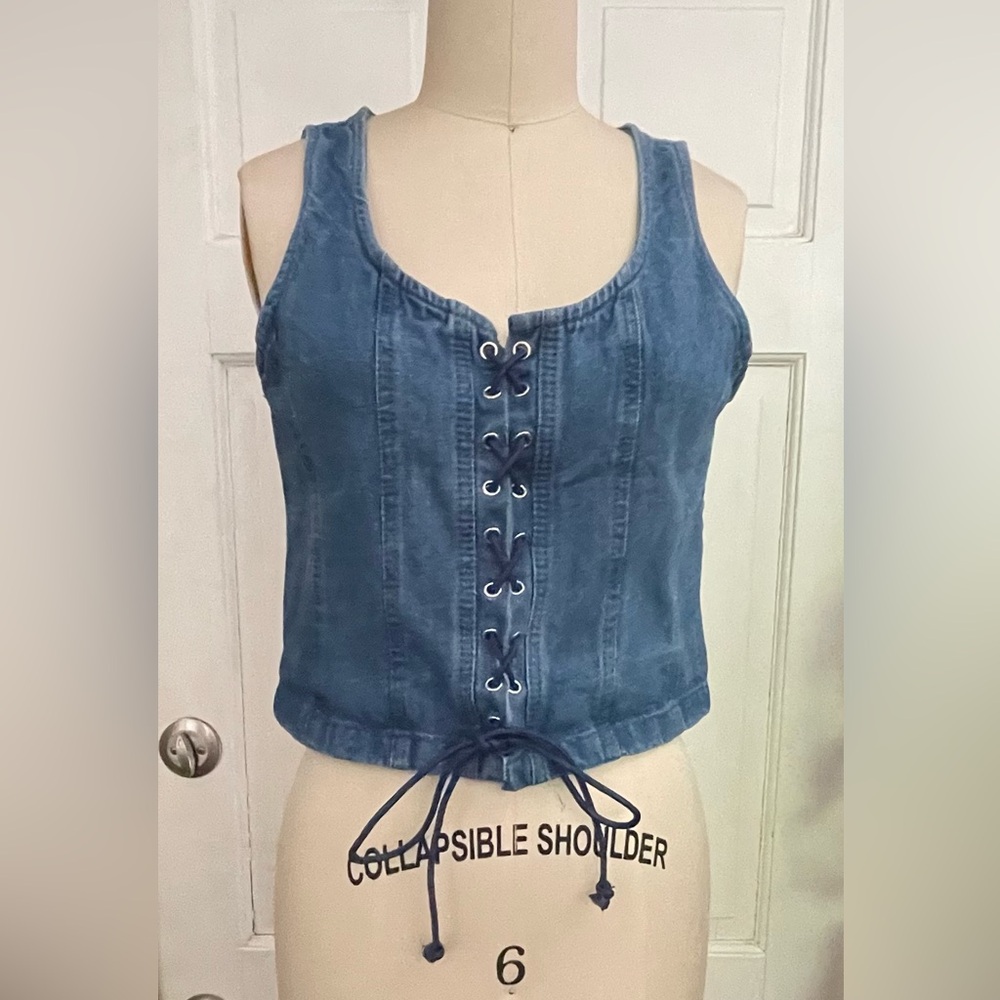 Denim Lace-Up Tank Top